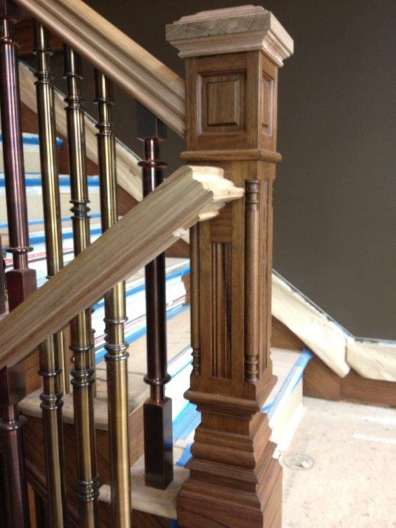 The wooden stair railing for house remodelling