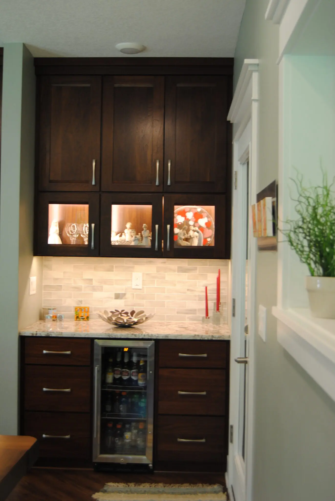 Kitchen cabinets with transitional effect interior
