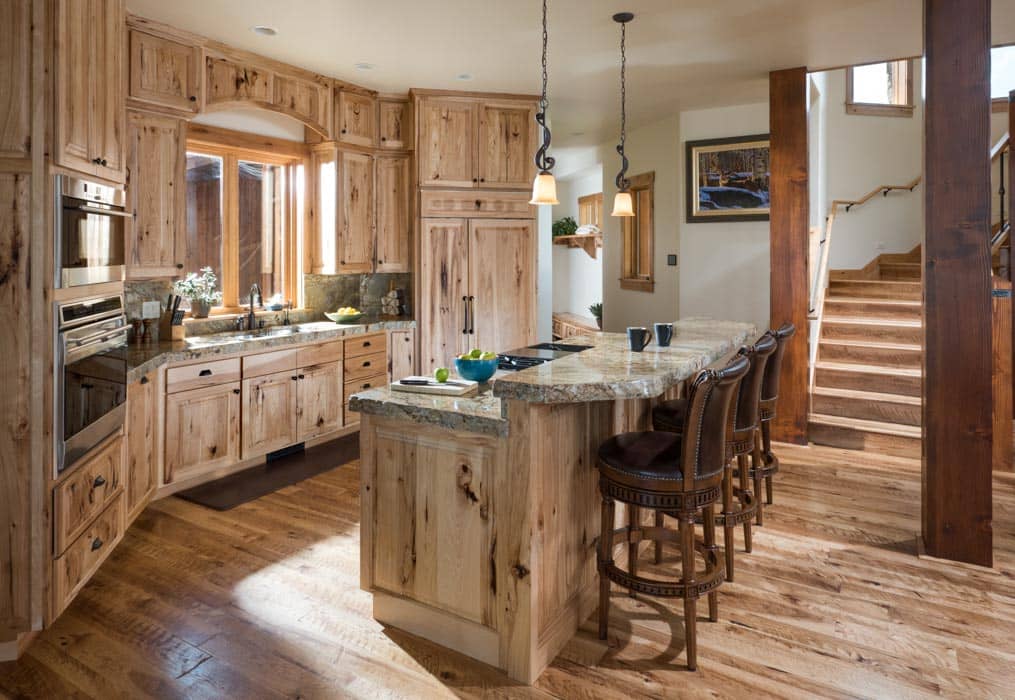 Timber and log home kitchens and dining rooms